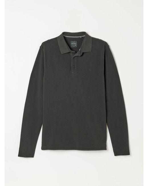FatFace Black Fatface Long Sleeve Pique Polo Shirt for men