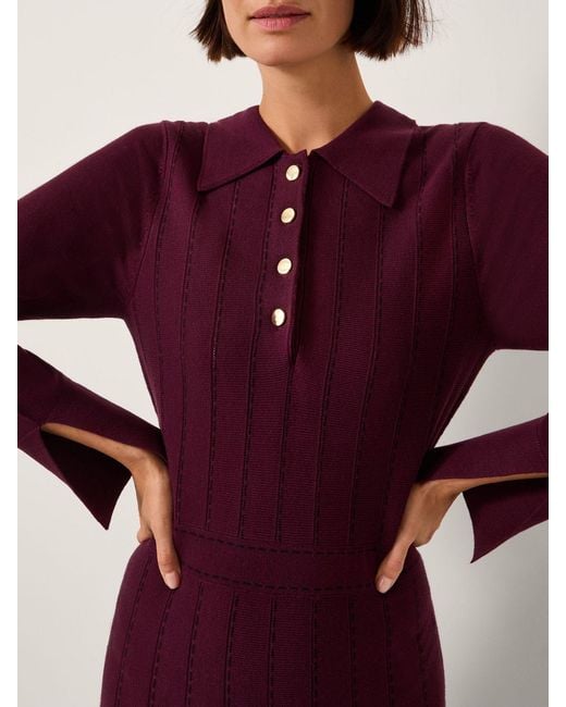 Monsoon Purple Prue Knit Pleated Shirt Dress