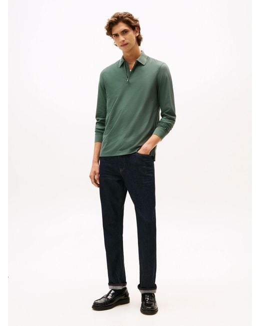Tommy Hilfiger Green Regular Fit Long Sleeve Polo Shirt for men