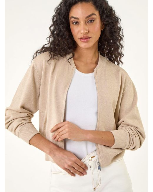 Roman Natural Knitted Bomber Jacket