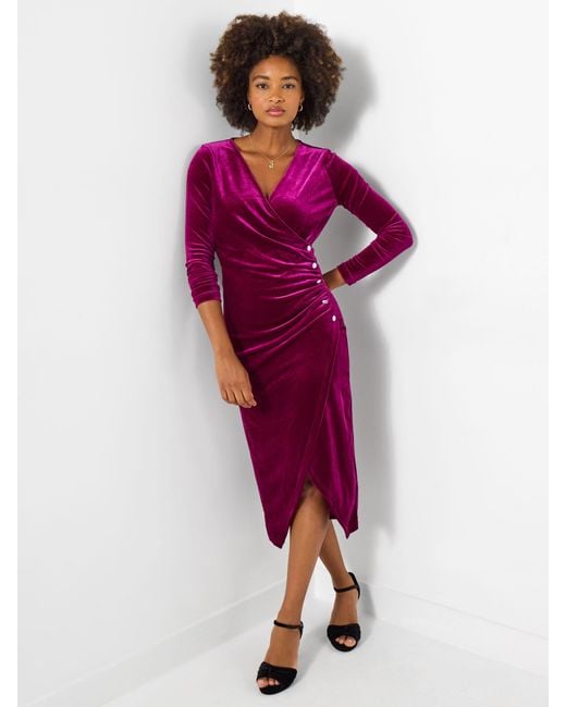 Joe Browns Purple V-Neck Stretchy Velour Dress
