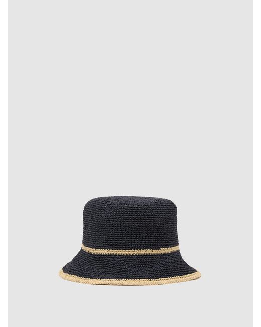 Reiss White Edith Tipped Straw Effect Hat