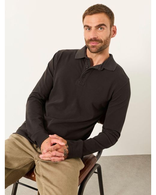 FatFace Black Fatface Long Sleeve Pique Polo Shirt for men