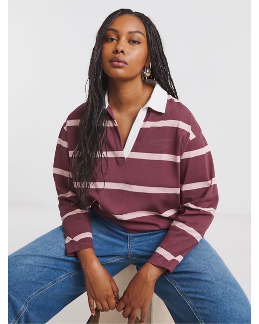 Simply Be Red Long Sleeve Rugby Shirt