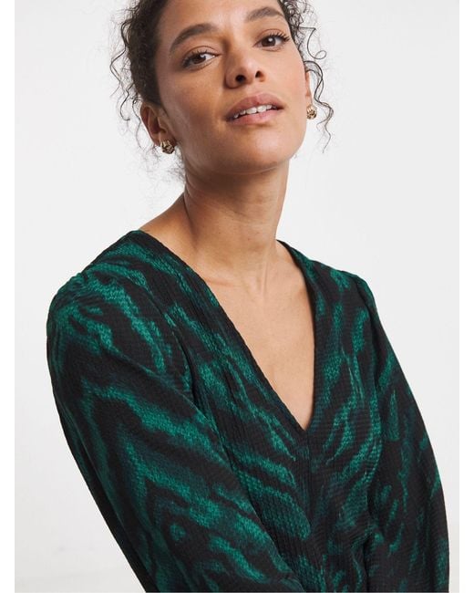 JD Williams Green Textured Jersey Long Sleeve V-Neck Maxi Dress