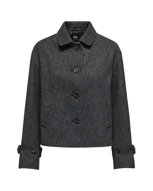 ONLY Black Textured Short Collared Jacket