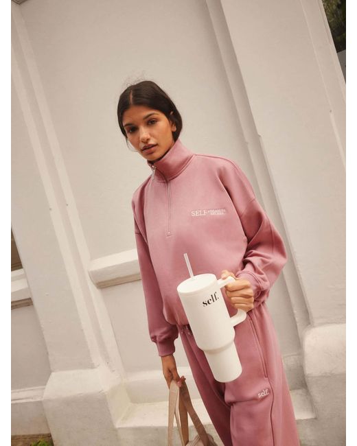 Self Pink Sweatshirt Mit Halbem Reißverschlussklein