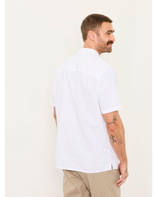 FatFace White Fatface Bugle Short Sleeve Grandad Popover Shirt for men
