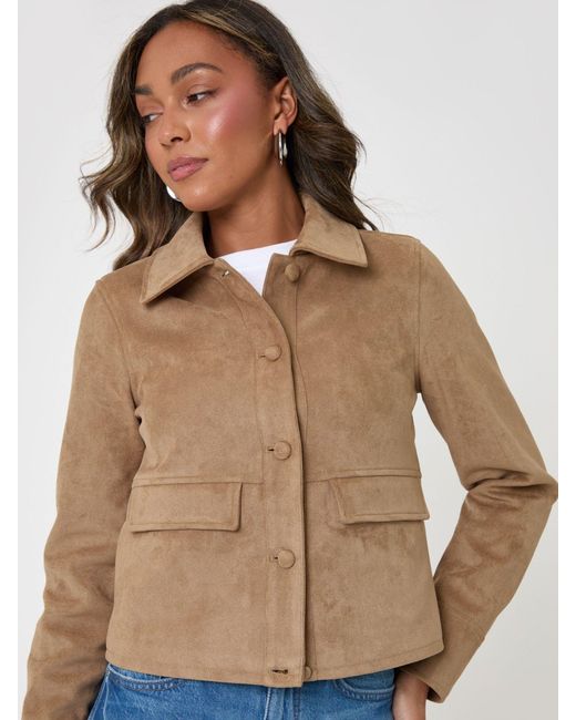 Threadbare Blue Faux Suede Collared Jacket