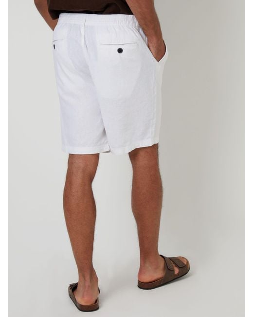 Threadbare White Linen Blend Shorts for men