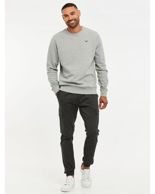Threadbare Gray Crew Neck Sweatshirt for men