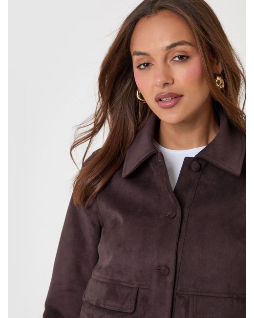 Threadbare Purple Dark Faux Suede Collared Jacket