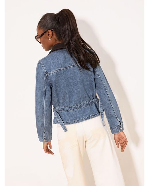 Lipsy Blue Mid Wash Collared Barn Jacket
