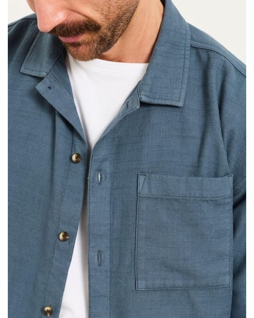 FatFace Blue Fatface Salcombe Relaxed Fit Long Sleeve Garment Dye Shirt for men