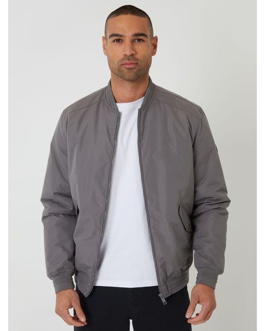 Threadbare Gray Padded Bomber Jacket for men