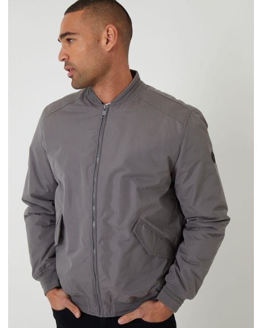 Threadbare Gray Padded Bomber Jacket for men