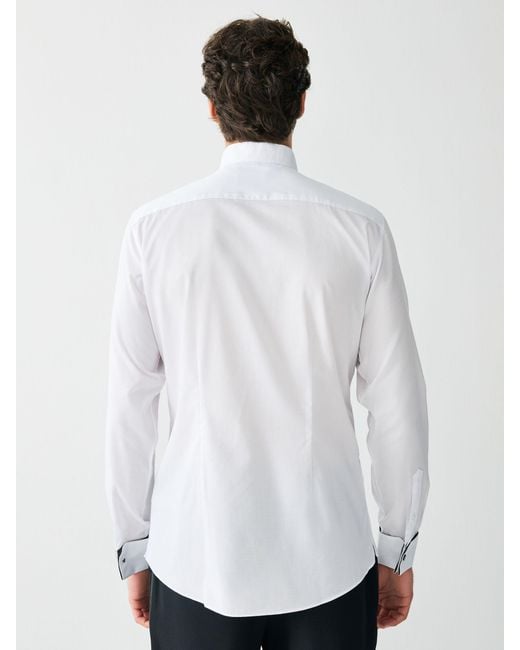 Next Slim Fit Textured Wing Collar Dress Shirt in White for Men | Lyst