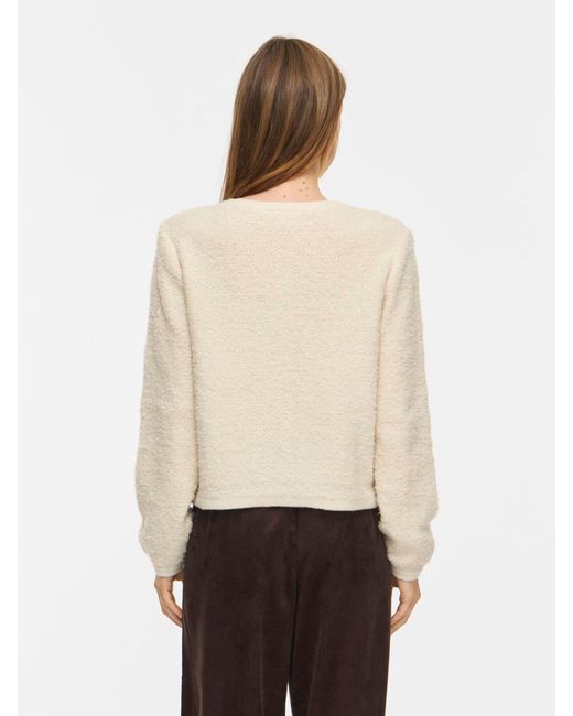 Vila Natural Textured Knitted Button Jacket