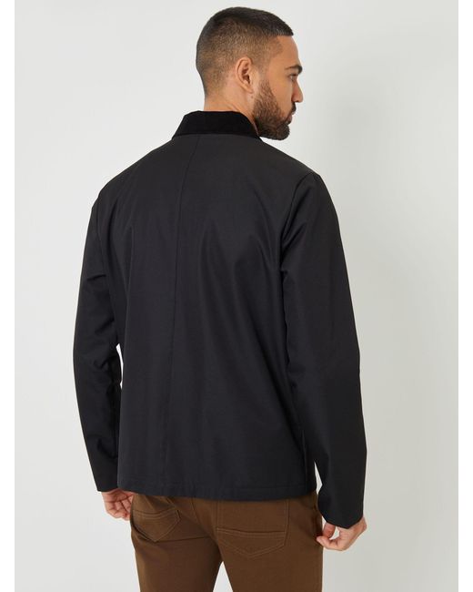 Threadbare Black Showerproof Corduroy Collar Jacket for men
