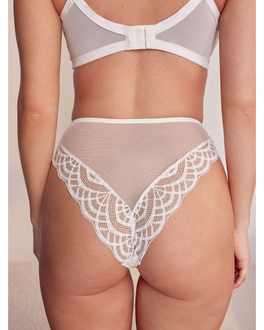 Next White High Rise High Leg Lace Knickers 2 Pack