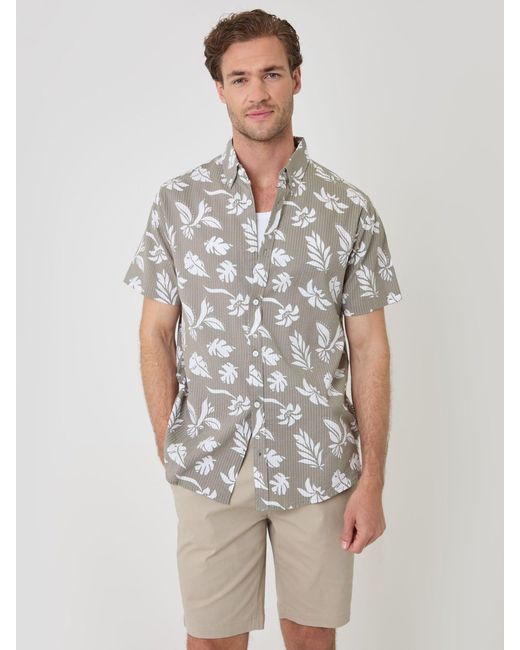 Threadbare Gray Button Down Collar Short Sleeve Shirt for men