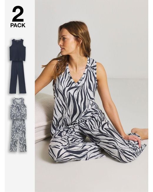 JD Williams White Value Zebra Pyjamas Set 2 Pack