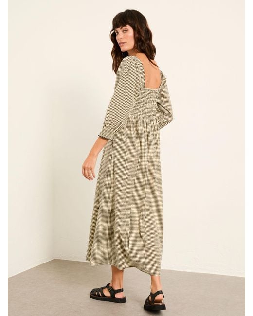 FatFace Natural Fatface Isla Petite Gingham Midi Dress