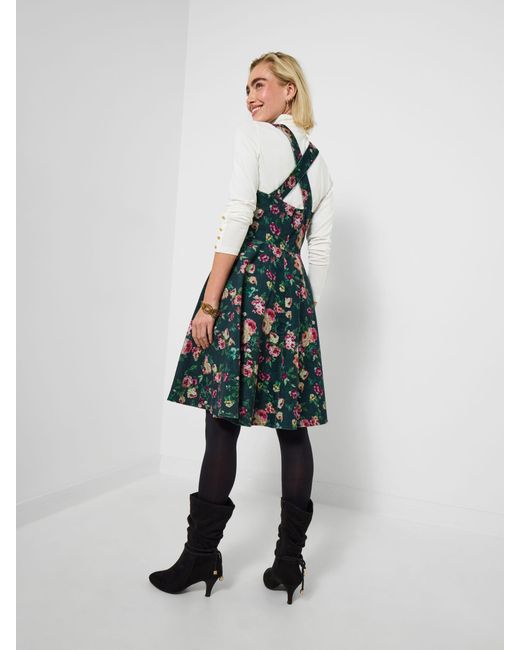Joe Browns Green Floral Print Pinafore Dress