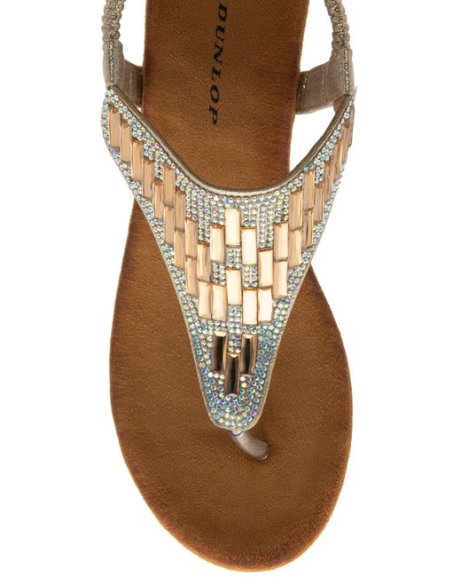 Dunlop White Toe-Post Wedge Elasticated Sandals