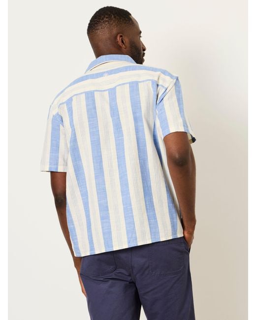 FatFace Blue Fatface Short Sleeve Relaxed Fit Cove Wide Stripe Shirt for men