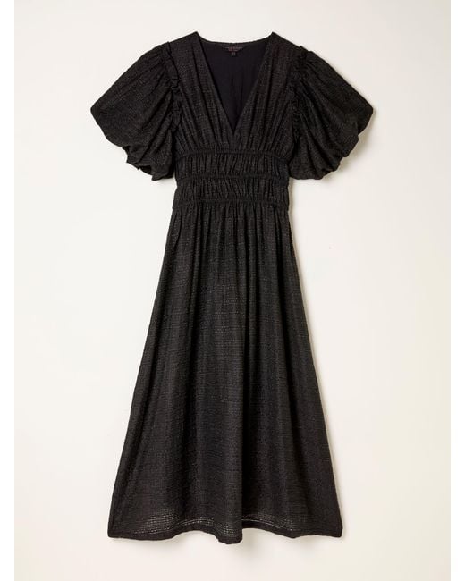 FatFace Black Fatface Tabitha Textured Midi Dress