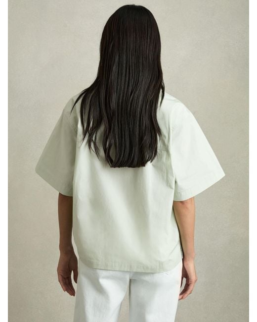 Reiss Natural Jordan - Green Cotton Short-sleeve Shirt, Us 6