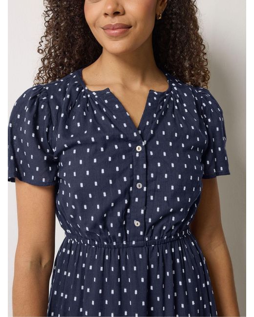M Com Blue M & Co Button Dobby Tiered Maxi Dress