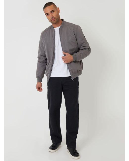 Threadbare Gray Padded Bomber Jacket for men