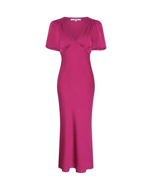 OMNES Women's Pink Rosie Ruched Puff Sleeve Dress
