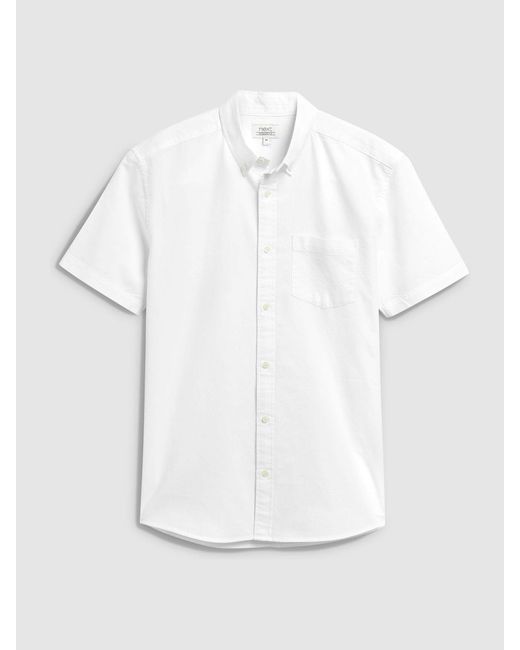 Next White Regular Fit Short Sleeve Oxford Shirt for men