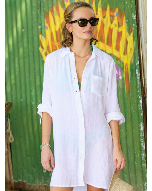 Aspiga Yellow Saffron Cheesecloth Beach Shirt