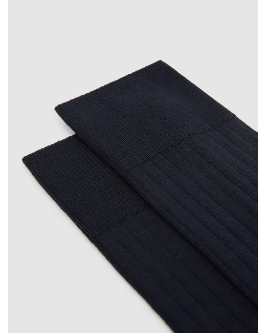 Reiss Blue Fela - Navy Cotton-blend Ribbed Socks, S/m for men