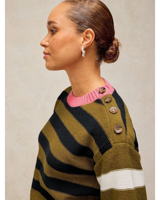 White Stuff Green Stuff Bea Button Cotton Jumper