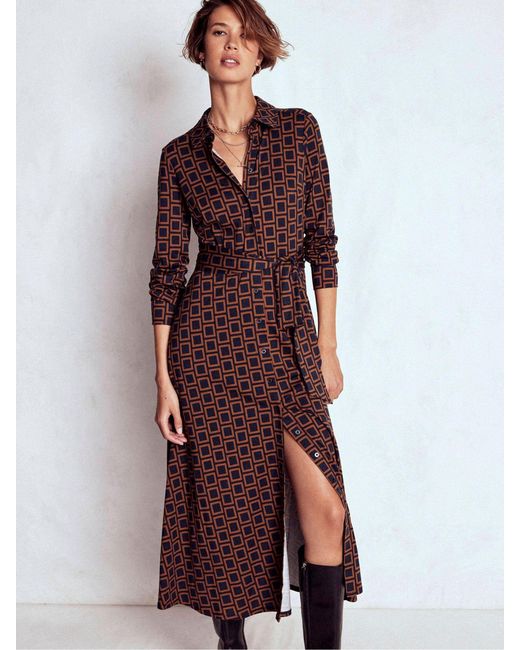 Boden Brown Marcia Jersey Shirt Dress