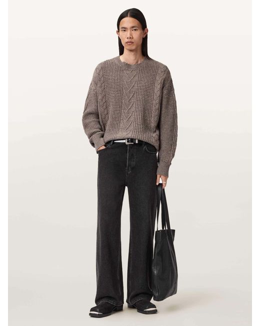 AllSaints Gray Allsaints Tenter Crew Neck Jumper for men