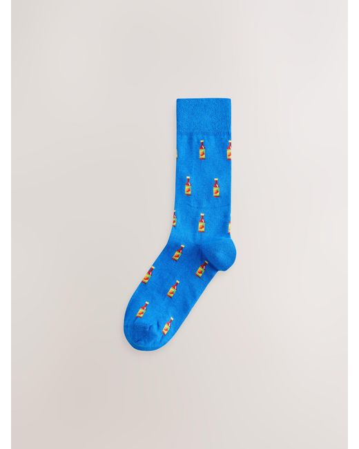 Next Blue Pattern Socks 5 Pack for men