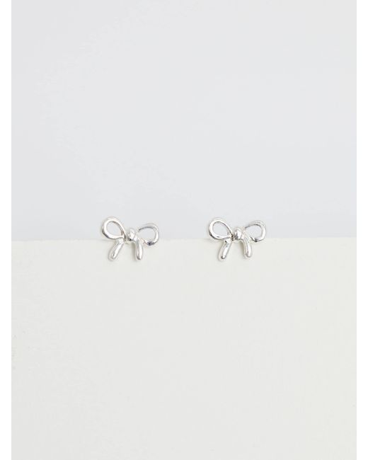 Simply Silver Natural 925 Polished Bow Stud Earrings
