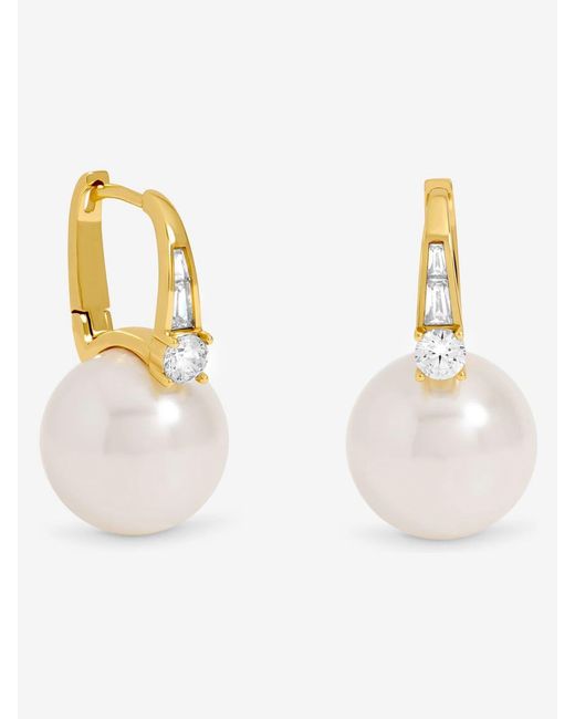 Jon Richard Metallic Plated Polished And Crystal Stone Pearl Hoops