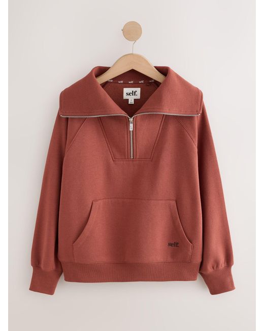 Self Red Rust Half Zip Sweatshirt