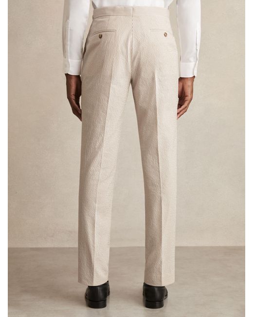 Reiss Natural Bay - Oatmeal/white Seersucker Slim-fit Suit Trousers, 32 for men