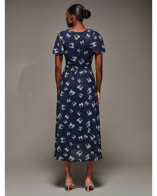 Jolie Moi Blue Mesh Short Sleeve Midaxi Dress