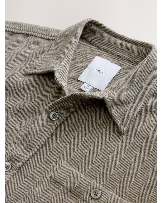Next Gray Herringbone Shacket Overshirt for men