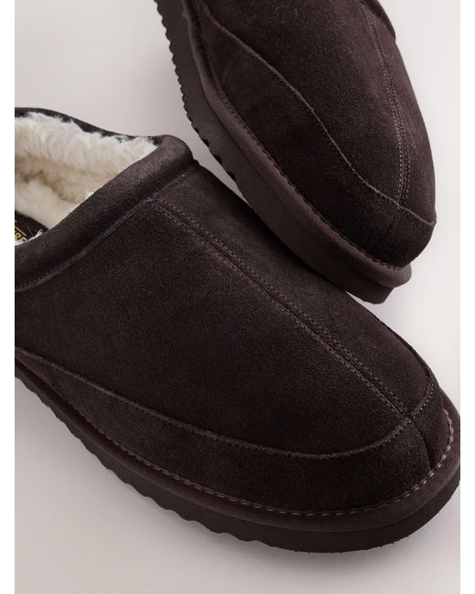 Next Brown Closeback Slippers for men