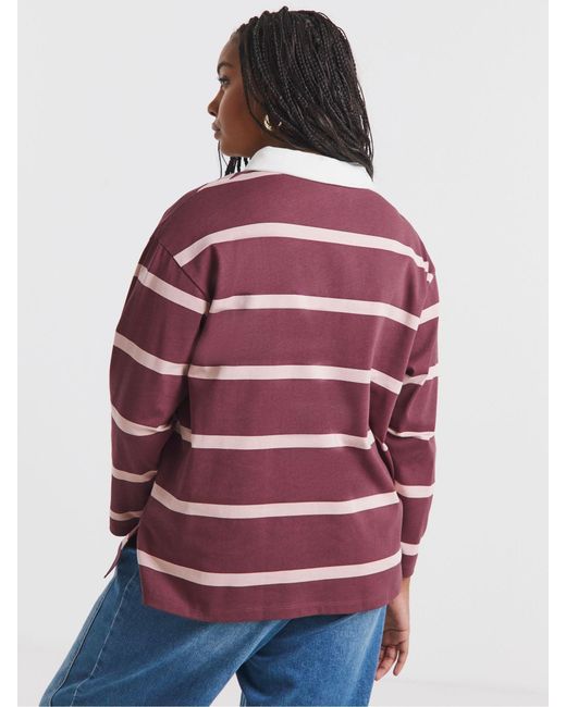 Simply Be Red Long Sleeve Rugby Shirt